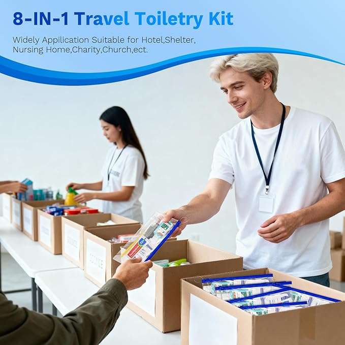 Personal Hygiene Kit Bulk Pack of 30,Yellow Basic Travel Toiletry Set Disposable Toothbrushes with Toothpaste Mouthwash Floss Comb Cover and Zip Bag for Homeless,Charity,Guests