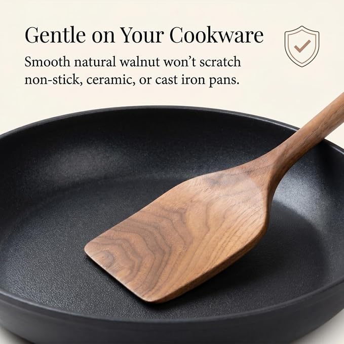 Salt & York 5-Piece Walnut Kitchen Utensil Set with Turner, Tongs, Slotted Spoon, Ladle and 12" Spoon, Farmhouse Style Kitchen & Cookware, Ideal for Entertaining, Wedding and Housewarming Gift