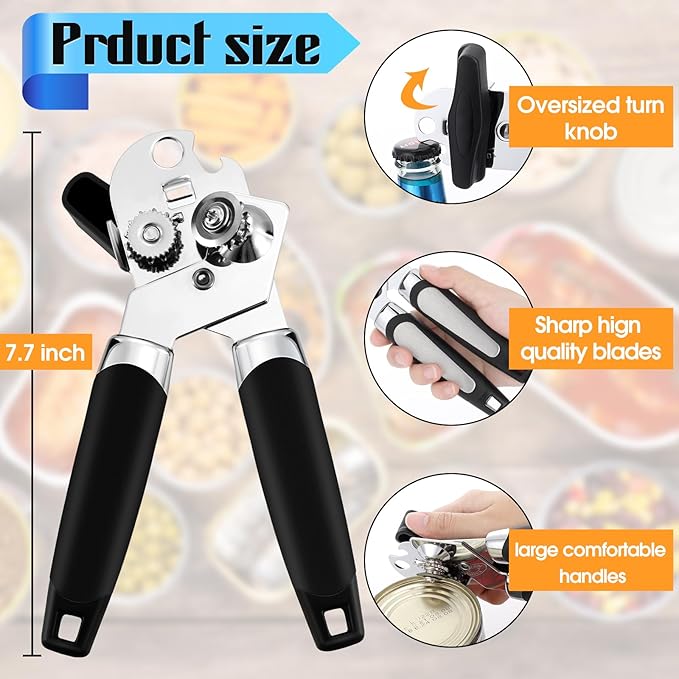 Gisafai 12 Pcs Manual Can Opener Bulk with Sharp Blade Smooth Edge Multifunctional Kitchen Gadget Handheld Openers Large Handheld Knob Can and Bottle Animals for Dorm Kitchen Essentials Gifts