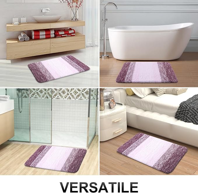 OLANLY Bathroom Runner Rugs Mat 47x24, Extra Soft Absorbent Microfiber Bath Rugs, Rubber Backing, Quick Dry, Washable Long Bath Mats for Bathroom Floor, Tub and Shower, Home Decor Accessories, Mauve