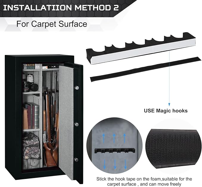 OCQOTAT Gun Rack for Gun Storage, Gun Safe Accessory for Shotguns, Gun Holder in Gun Cabinet, Shotgun Rest, Foam Material with Magnetic Strip and Hook Strip, Gifts for Hunters