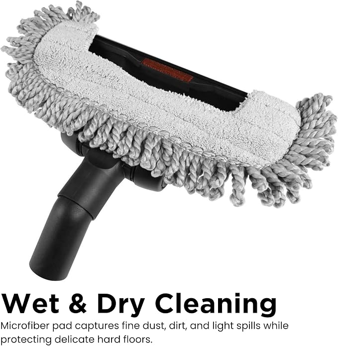Wessel RD 285 Designation 3-in-1 Floor Brush Set, Pet Hair & Mop Tools | Includes slide-on pet hair/lint remover, microfiber wet/dry mop & universal adapter; ultra-thin dual-surface nozzle