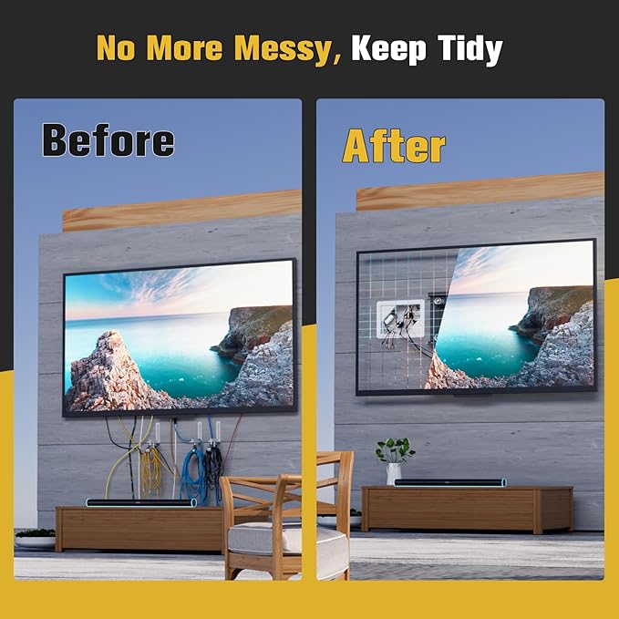 in-Wall TV Box with Flange for Home Theater Installation, Cord Hider for Wall Mounted TV, with 2 Duplex Outlets, Cable Bracket, LV Cable & 1-1/2" ENT Entrance, Ideal for New or Retrofit Job, 2 Pack