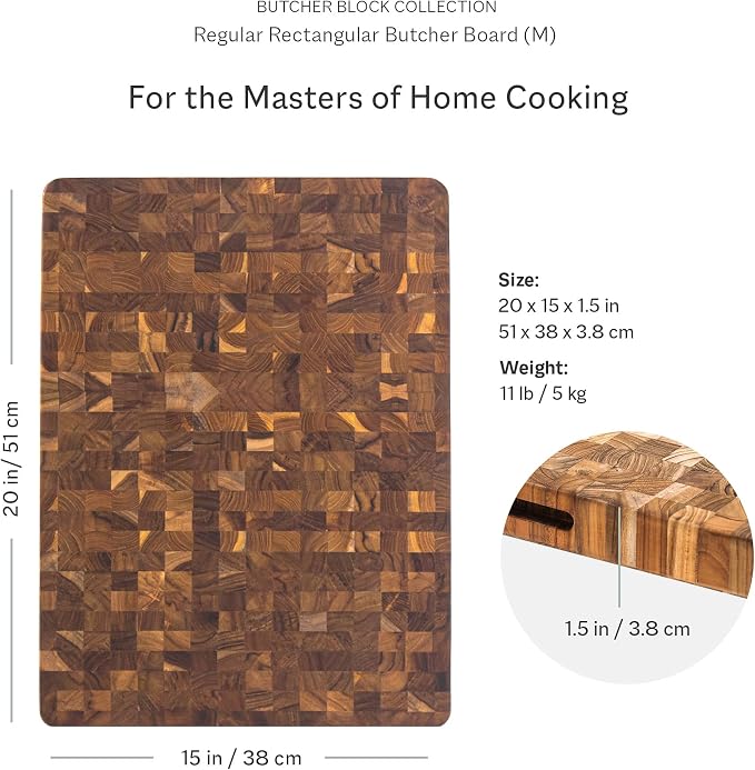 Teakhaus Butcher Block Cutting Board - Large Wooden Cutting Board - Holiday Gift Ideas for Men and Women - Gift-Ready End Grain Wood, Knife Friendly - FSC Certified