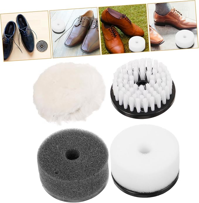 minkissy 1set Shoe Cleaning Kit Polishing Brush Sneaker Brush Durable Attachments for Electric Shoe Polisher Cleaner Easy Installation Performance 4pcs