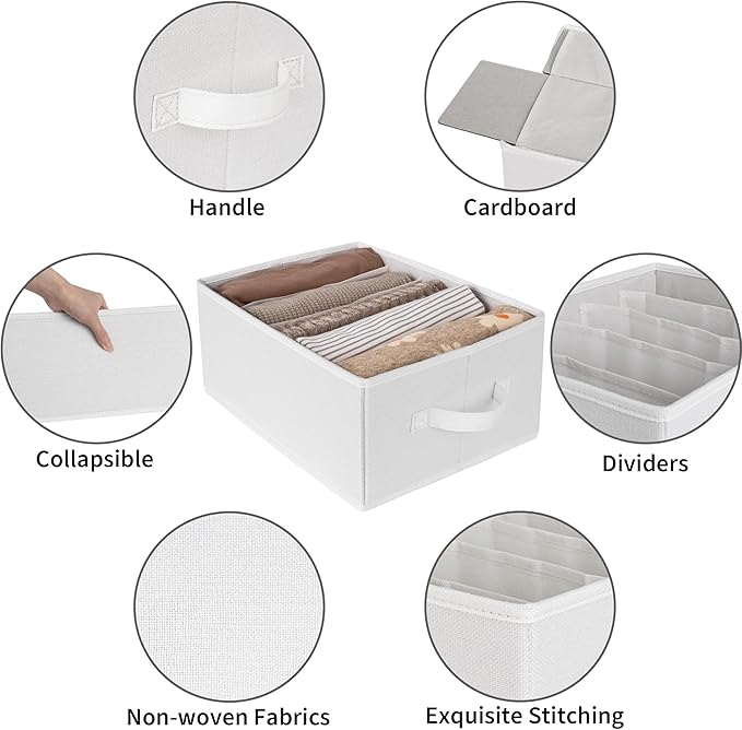 GRANNY SAYS Jean Organizer for Closet, Clothes Drawer Organizer, Pants Organizer, Wardrobe Clothes Organizers, Clothes Storage Bins, Drawers for Sweater, T Shirt, Beige, 6-Pack