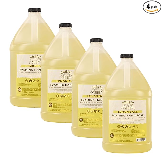 Adams Handmade Soap Liquid Foaming Soap 1 Gal - Lemon Sage (Pack of 4)