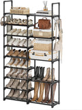WOWLIVE 9 Tiers Shoe Rack Shoe Storage Shoe Organizer 30-35 Pairs Shoe Tower Unit Shelf Durable Metal Pipes with Plastic Connectors Stackable Cabinet Black(SSS2B9)