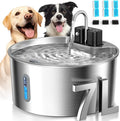 Voluas 7L Wireless Dog Water Fountain with 3 Filters, Stainless Steel | cordless Design, 236oz capacity, 4-layer filtration, ultra-quiet pump, water level window, easy clean for large dogs