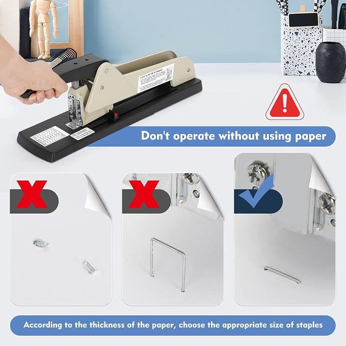 Heavy Duty Long Reach Stapler, 7000 Staples in Various Sizes with 30-200 Sheet Capacity,Long Arm Stapler,9.84”Adjustable Stapling Depth for Booklets & Office Document, Fixable Paper Guide