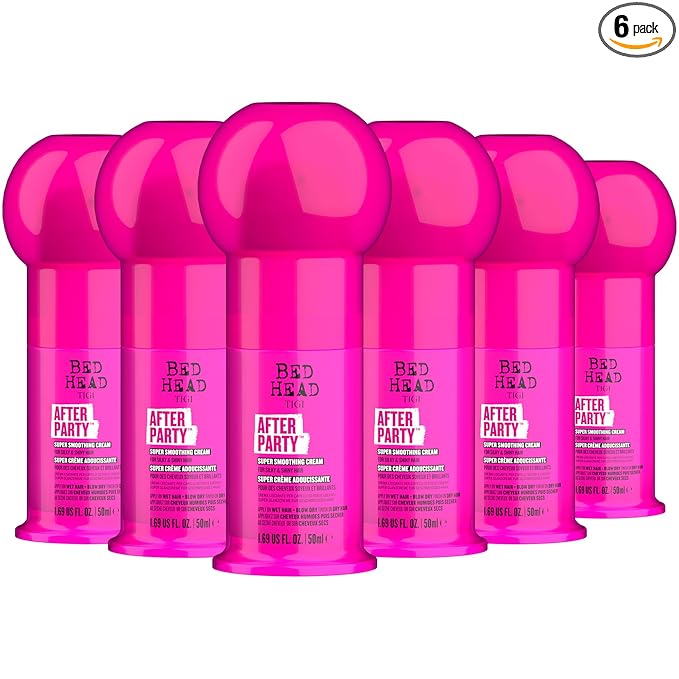 TIGI Bed Head After Party Smoothing Cream, Travel Size 6-Pack – Ultimate Frizz Control Hair Care Products for Smooth, Shiny Hair, Summer Fruit Medley Scent, 1.69 Oz Ea