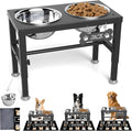 SHAINFUN Elevated Dog Bowls with Mat for Medium Large Dogs, Raised Dog Bowl Stand with 2 Stainless Steel 58oz Bowls, Tall Dogs Food Water Bowl Holder