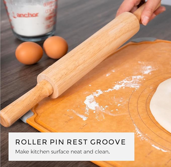 Essential Baking Pastry & Cutting Board for Kitchen, Wood Fiber Cutting Board for Kitchen, Knife Friendly, Dishwasher Safe, Non-Slip Feet, Juice Groove, Non-Porous, Eco Friendly, 15" x 18"
