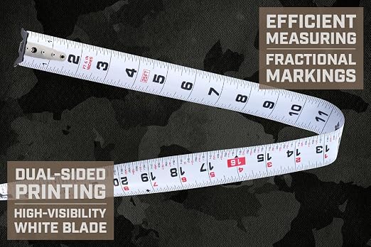 Spec Ops Tools Elite Series Tape Measure for Measuring & Layout, 1 1/4" Double-Sided Blade, Heavy Duty Military-Grade Composite Case, 35 Foot Magnetic + Fractional