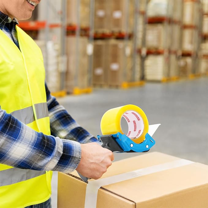 8 Pack Professional 3-Inch Tape Gun Dispenser, Heavy-Duty Packing Tape Dispenser for Shipping Boxes, Quick Reload, Works with Standard & Thick Tape, Ergonomic Handle for Warehouse, Moving & Office