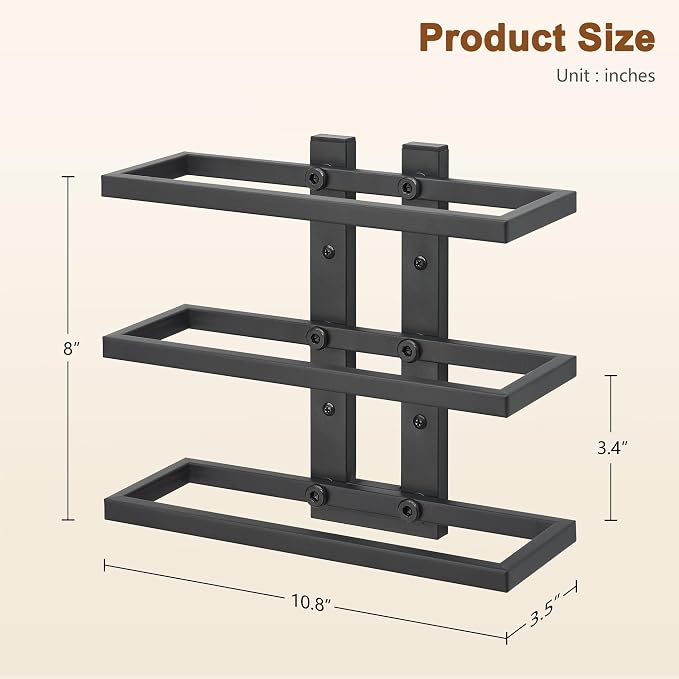 Hoctieon 3 Tier Wall Mount Wine Rack, Wall Racks for Wine Bottles Display and Storage, Hanging Bottle Organizer for Living Room, Dining Room, Wine Cellar, Bar, Black
