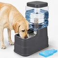 Auto Dog Water Dispenser with Stainless Steel Bowl Feeder for Pets | Automatic Cat Water Dispenser Gravity Water Feeder Dog Waterer for Puppy Kitten Pets (Include Filter &Ice Pack) 1.6Gal Gray
