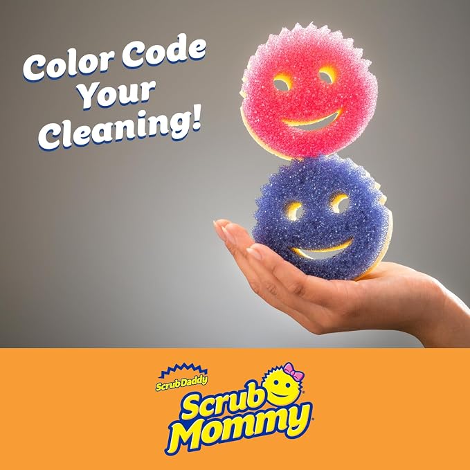 Scrub Daddy Scrub Mommy Kitchen Sponges for Dishes & Wiping Spills - Dual-Sided Dish Scrubber Sponge for Cleaning - Multi-Colored Bulk Pack - Stain & Odor Resistant (5 Count) (Pack of 2)