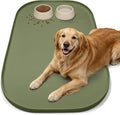 SMILOOL Waterproof Silicone Pet Food Mat with Raised Edge for Dog & Cat | 36" x 24" Non-Slip Large Pet Feeding Mats with Lip for Food & Water Bowl, Food Grade, Easy Cleaning, Light Olive Green