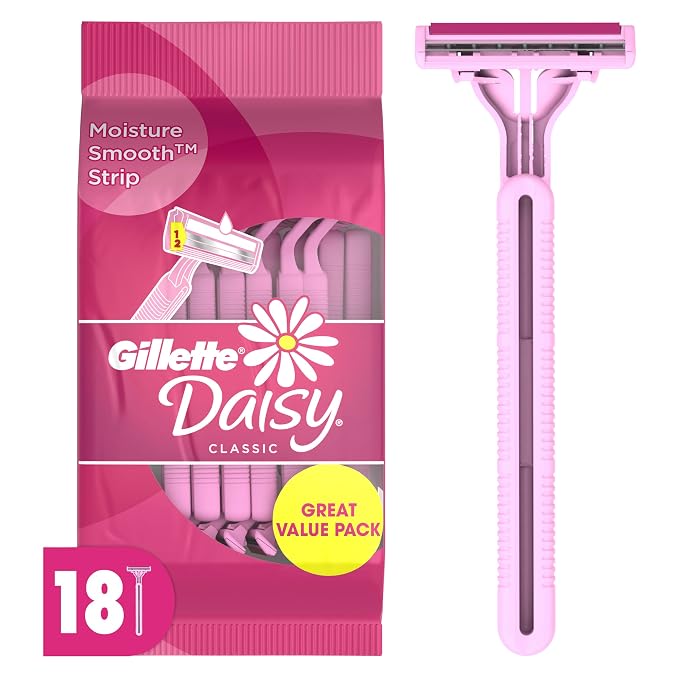 Gillette Venus Daisy Classic Disposable Razors for Women, 18 Count, Hair Removal for Women