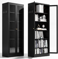 AQY Kitchen Pantry Cabinet,Black 73" Tall Pantry Storage Cabinet with Doors and Adjustable Shelves, Metal Food Pantry Cabinets with Handle, Freestanding Cupboard for Living Room-Assemble Required