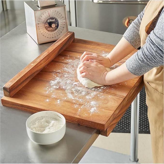 Ironwood Gourmet Double-Sided Countertop Lyon Pastry/Cutting Board With Gravy Groove, Acacia Wood 17.25 x 24 x 1.25 inches | Extra Large Wood Cutting Board With Juice Groove | Countertop Lip Keeps The Board In Place | Easily Knead Dough & Carve Meat