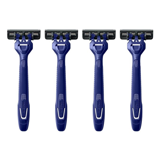 Harry's Men's Disposable Razors, 3-Blade Razors with Lubricating Strip and Pivoting Head, 4 Count