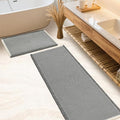 IM HOME Waffle Bath Mat Set 2 Piece Darkgrey & Cream,Woven Modern Bath Rug Mats, Absorbent Non Slip Bath Floor Mat, Soft Washable Boho Bath Rugs with Tassels for Bathroom, Bedroom,Tub