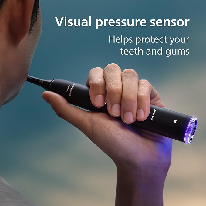 Philips Sonicare DiamondClean Smart 9300 Electric Toothbrush - Sonic Toothbrush with App, Pressure Sensor, 12 Brushing Settings, Replacement Reminder, Travel Case, Black, Model HX9903/15