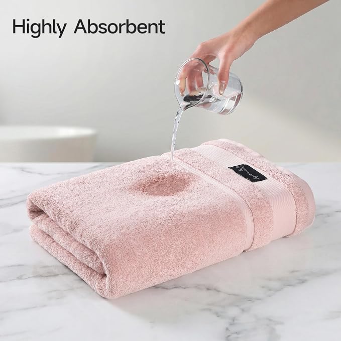 REDKISS 2 Pack Large Bath Towels Set, 100% Cotton, 31x63 in, Heavyweight 760G, Highly Absorbent & Quick Dry, Super Soft Luxury Towels for Bathroom,Hotel Collection - Pink Dark Gray