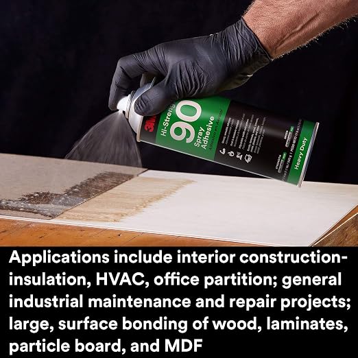3M Hi-Strength 90 Spray Adhesive, Permanent, Bonds Laminate, Wood, Concrete, Metal, Plastic, Clear Glue, Net Wt 12.23 oz (Pack of 2)