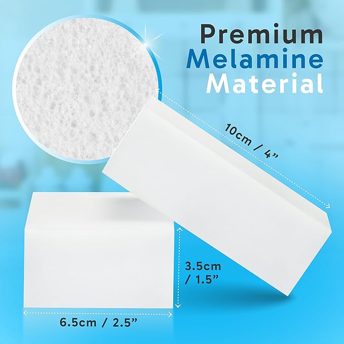 (100 Pack) Extra Large Eraser Sponge – Extra Thick, Long Lasting Magic Melamine Cleaning Sponges in Bulk – White Foam Pads for Walls, Kitchen, Bathroom, Floor & Baseboard Cleaner