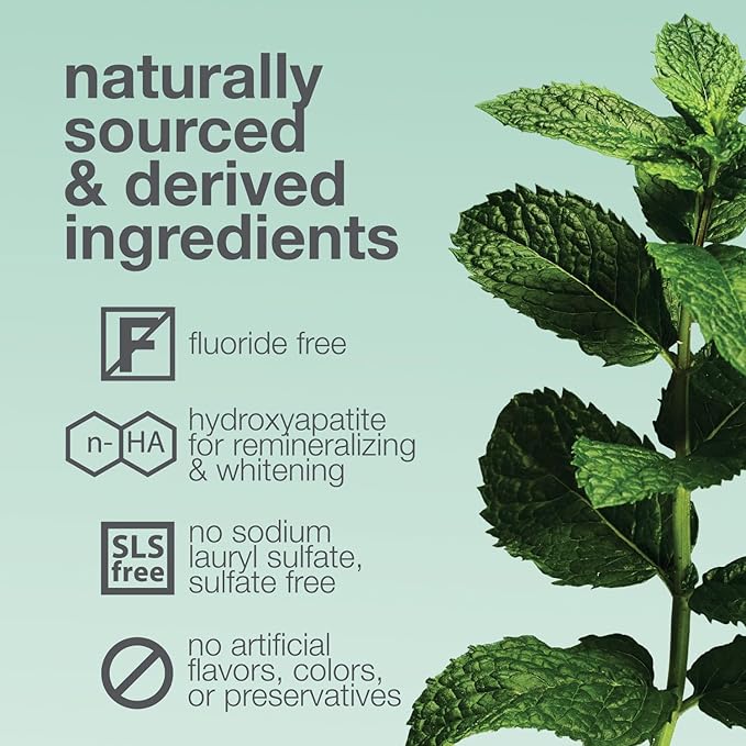 Davids Nano Hydroxyapatite Toothpaste Flouride Free Mild Peppermint 4oz | Fluoride Free | Remineralizing | Enamel Health | Antiplaque | SLS Free | Made in USA | Recyclable Metal Tube | EWG Verified