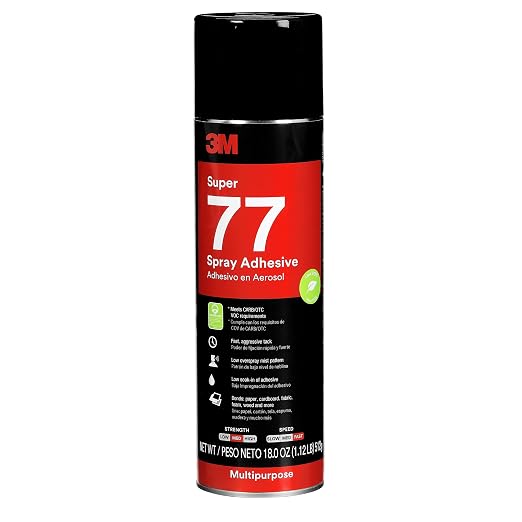 3M Super 77 Multipurpose Spray Adhesive, Low VOC, Bonds Paper, Corrugated Board, Fabric, Foam, Wood, Clear Glue, 24 floz (Net Wt 18.0 oz), 1 Can