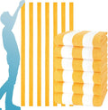 Genovega 6 Packs Oversized 72X40 Inch Stripe Beach Towel Thin Terry Set Extra Large XL Big Clearance Towels Absorbent Soft Swim Pool Travel Accessories Essentials Camping Adults Men Women Gift Yellow