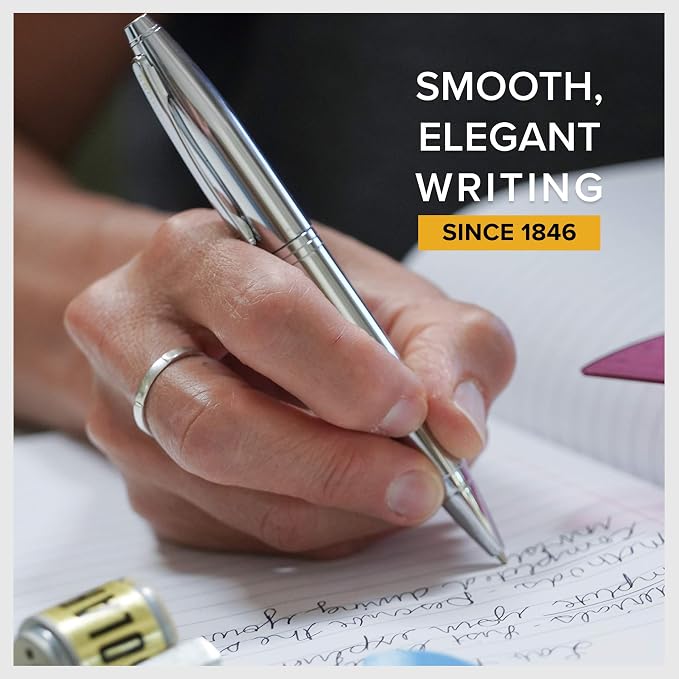 Cross Calais Polished Chrome Ballpoint Pen - High-End Pen for Everyday Use - Professional Desk Essential - Smooth Writing - Durable Construction - Black Ink - Gift Box Included