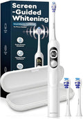 SAKYPRORAL AI Electric Toothbrush for Adults, Sonic Rechargeable Whitening Toothbrush with 6-Zone Tracking, Soft Replacement Heads & Travel Case (Pearl White, 1 Count with 2 Brush Heads)