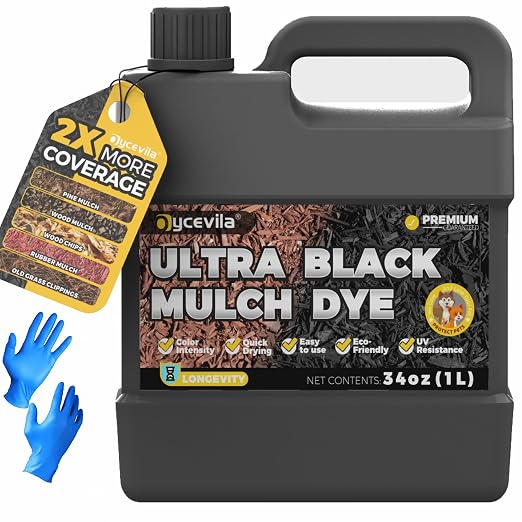 32 oz Black Mulch Dye Concentrate, Liquid Mulch Dye for Landscaping | Revive Faded Mulch and Bark with Rich Black Color for Landscaping Projects, Garden Beds and Outdoor Areas.