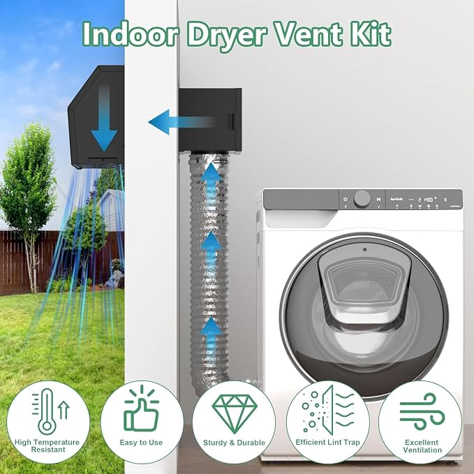 Dryer Lint Trap, Metal Dryer Duct Lint Trap Lint Catcher Collector Box with 90 Degree Dryer Vent Elbow, Secondary laundry lint catcher Connector Kit for Electric Dryer - Easy to Install & Maintain
