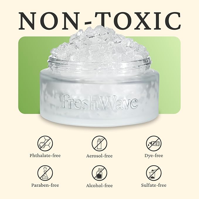 Fresh Wave Odor Removing Gel Eco-Refill, 63 oz. Original Scent | 4 Empty Refillable Glass Jars | 4 Room Set