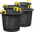 Large, Heavy Duty Fish Baskets, Black, Yellow Handles, Made in USA, 4-Pack