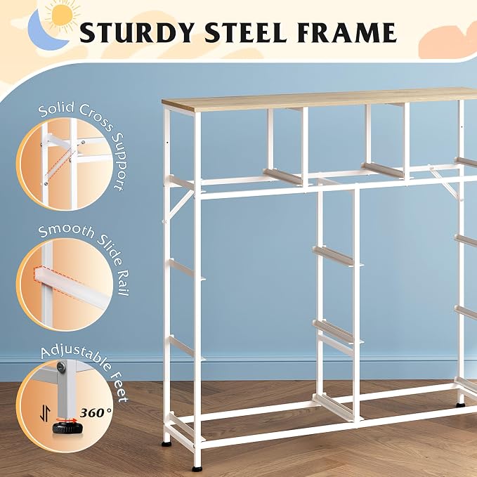 WLIVE 9 Drawer Dresser, Fabric Storage Tower for Bedroom, Hallway, Closet, Tall Chest Organizer Unit for Bedroom with Fabric Bins, Steel Frame, Wood Top, Easy Pull Handle, Cream White