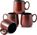 HASENSE Ceramic Coffee Mugs Set of 4, 8 oz Small Coffee Cups, Porcelain Mug with Handle for Espresso, Tea, Milk and Cocoa, Ideal for Mother's Day Christmas Gift, Dishwasher & Microwave Safe, Red