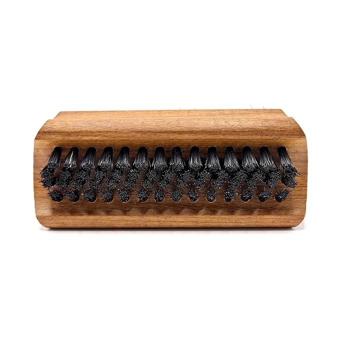 Fendrihan Genuine Boar Bristle Nail Brush with Beech Wood Handle, Made in Germany (Dark Bristles)