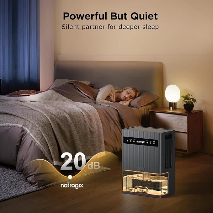 Dehumidifier, 106 OZ Water Tank Dehumidifiers for Home, 1000 sq.ft Quiet Dehumidifier for Basement Bathroom Bedroom RV with Auto Shut Off, Timer, Sleep Mode, 7 Color Light, Grey