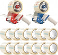 2 Pack 3 Inch Packing Tape Dispenser Gun with 12 Pcs 3 Inch x 65 Yard Roll Packing Tape for Packaging Shipping, Moving, Carton and Box Sealing