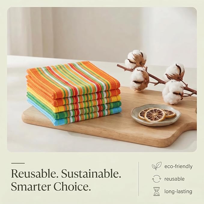 Urban Villa Kitchen Towels Cotton Dish Towels 20”x30” (Set of 8) Multi