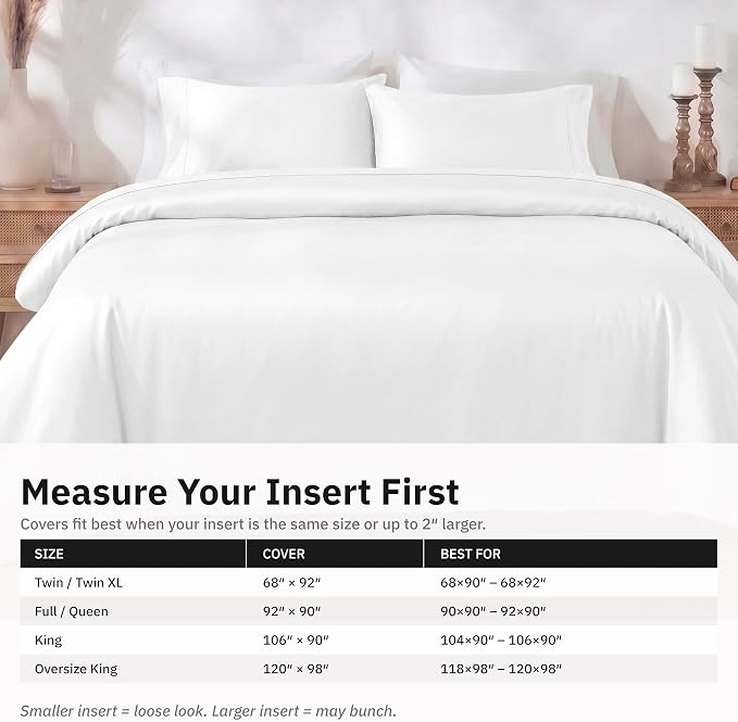 California Design Den 3-Piece Queen Duvet Cover Set Cotton - 400 Thread Count, 100% Cotton Sateen, Soft Queen Bed Duvet Cover Set, Button Closures, Corner Ties, Durable Bedding - Antique White