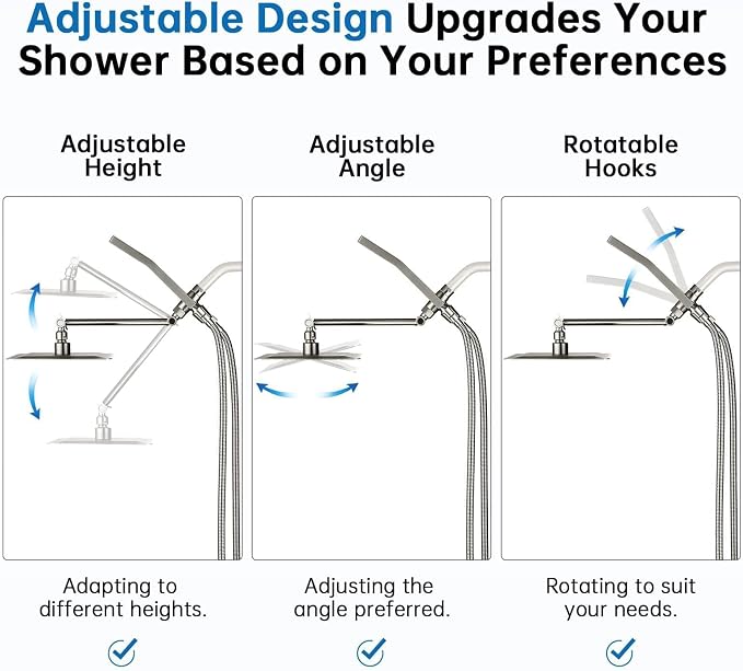G-Promise All Metal 10" Dual Square Shower Head Combo | Rain Shower Head | Handheld Shower Wand | Adjustable | 3-Way Diverter | 71" Extra Long Hose - A Bathroom Upgrade(Brushed Nickel)