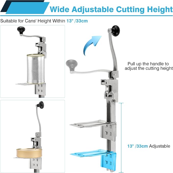 IRONWALLS Commercial Can Opener for Restaurant, 19”/48cm Heavy Duty Table Mount Manual Can Opener for Cans Up to 13” Tall, Metal Professional Can Opener with Plated Steel Base for Hotel, Food Store | Manual Industrial Can Openers for Big Cans, Heavy Du...